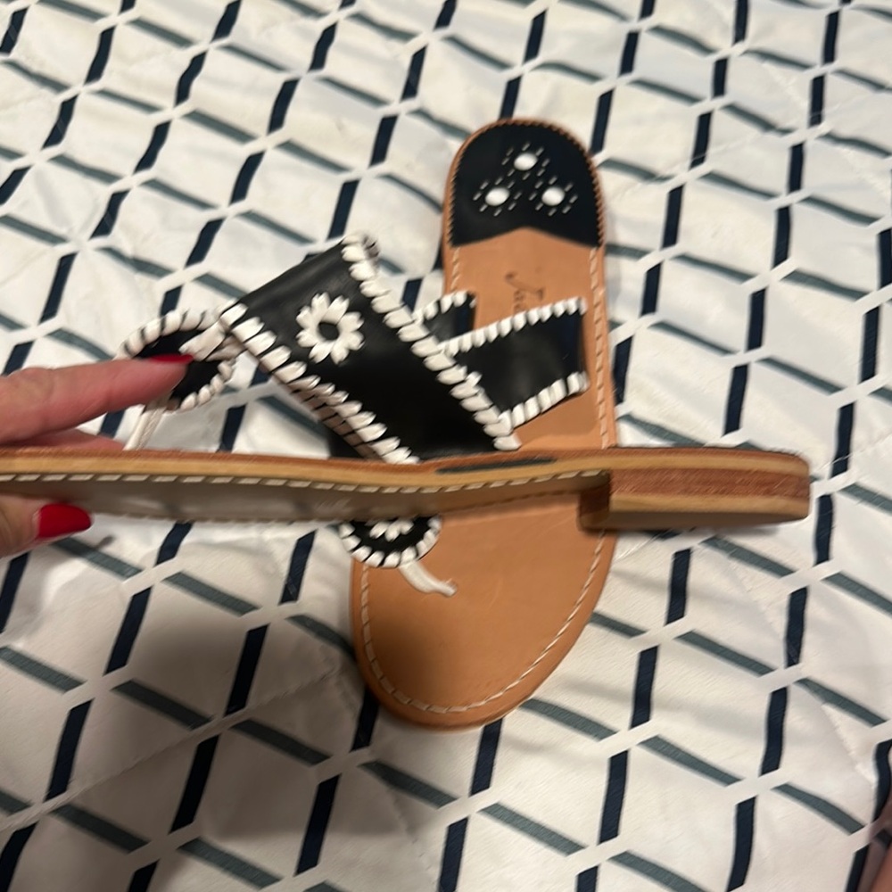 Jack Rogers Black and White Floral Sandals - Picture 4 of 4